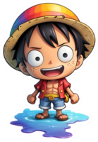 one piece luffy with rainbow color ai generative png