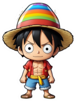 one piece luffy with rainbow color ai generative png