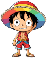 one piece luffy with rainbow color ai generative png