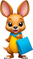 cartoon animal holding shopping bag clipart png