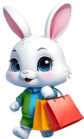 cartoon animal  holding shopping bags, transparent background ai generative png