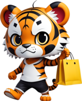 cartoon animal with shopping bag png, pet ai generative png