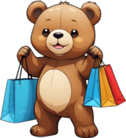 cartoon animal or pet with shopping bags, png ai generative