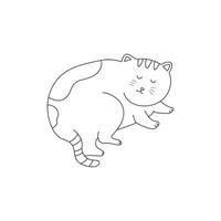 hand drawn kids drawing Vector illustration cute fat cat sleeping icon in doodle style