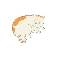 kids drawing Vector illustration cute fat cat sleeping icon in doodle style