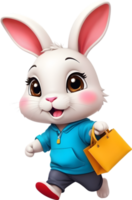 cartoon animal  holding shopping bags, transparent background ai generative png