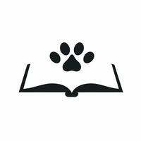 Veterinary university monochrome glyph logo. Transparency business value. Open book and paw print simple icon. Design element. Created with artificial intelligence. Ai art for corporate branding vector