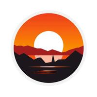 Renewable solar energy filled orange logo. Motivation business value. Sunset simple icon. Design element. Created with artificial intelligence. Ai art for corporate branding, promotion campaign vector