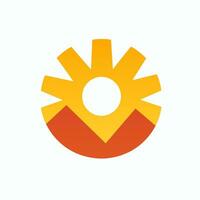 Solar energy filled orange logo. Reliability business value. Sunset simple icon. Design element. Created with artificial intelligence. Ai art for corporate branding, promotion campaign vector