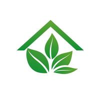 Electrical utility gradient line logo. Sustainability business value. House with leaves icon. Design element. Created with artificial intelligence. Ai art for corporate branding, promotion vector