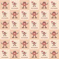 Retro Valentine's Day donut print. Seamless pattern in groove style with donuts. Vector illustration