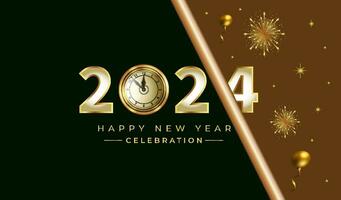 2024 New Year gold metal number. Extend Warm Wishes for a Happy New Year and Merry Christmas with this greeting card. Elegance and festive spirit. vector