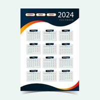 New year calendar for 2024, week start Sunday corporate design planner template. Wall calendar in a minimalist style. vector