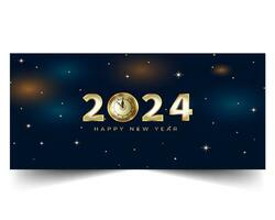 Happy new year  2024 celebration concept for greeting card banner and post template. vector