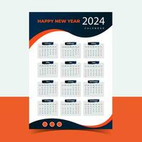 nuevo año calendario para 2024, semana comienzo domingo corporativo diseño planificador modelo. pared calendario en un minimalista estilo. vector