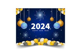 contento nuevo año 2024 celebracion concepto para saludo tarjeta bandera y enviar modelo vector
