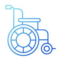 2D pixel perfect gradient wheelchair icon, isolated vector, thin line illustration representing medical care equipment. vector
