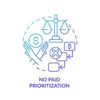 2D gradient no paid prioritization icon, simple isolated vector, cyber law thin line illustration. vector