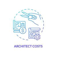 2D gradient architect costs icon, simple isolated vector, construction cost thin line illustration. vector