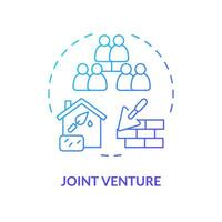 2D gradient joint venture icon, simple isolated vector, construction cost thin line illustration. vector