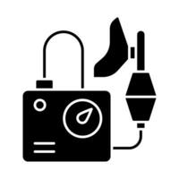 2D pixel perfect glyph style oxygen concentrator icon, isolated vector, silhouette illustration representing medical care equipment. vector