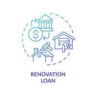 2D gradient renovation loan icon, simple isolated vector, construction cost thin line illustration. vector