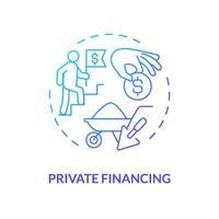 2D gradient private financing icon, simple isolated vector, construction cost thin line illustration. vector