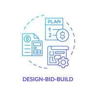 2D gradient design bid build icon, simple isolated vector, construction cost thin line illustration. vector