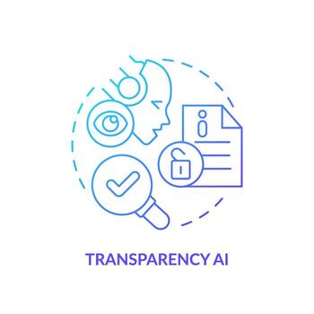 2D gradient transparency AI icon, simple isolated vector, cyber law thin line illustration. vector