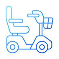 2D pixel perfect gradient mobility scooter icon, isolated vector, thin line illustration representing medical care equipment. vector