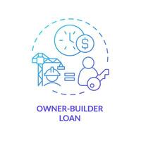 2D gradient owner builder loan icon, simple isolated vector, construction cost thin line illustration. vector