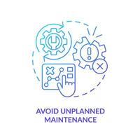 2D gradient icon avoid unplanned maintenance concept, isolated vector, predictive maintenance thin line illustration. vector