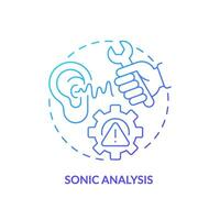 2D gradient icon sonic analysis concept, isolated vector, predictive maintenance thin line illustration. vector