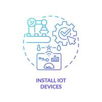 2D gradient icon install IOT devices concept, isolated vector, predictive maintenance thin line illustration. vector