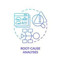 2D gradient icon root cause analysis concept, isolated vector, predictive maintenance thin line illustration. vector