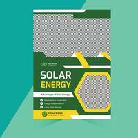 Green And yellow Modern Solar Energy Flyer Design Template vector