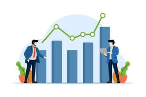 Flat illustration concept of business performance data analysis, search engine optimization, market research graph, Data Analysis, Financial report, Business strategy, Financial forecast vector