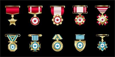 collection of military badge designs vector