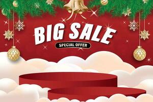 Christmas celebration theme sale banner with cloud illustration vector