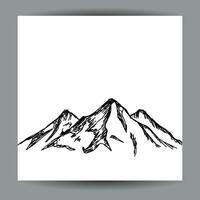 mountain view illustration design template, with a black outline hand drawn style vector