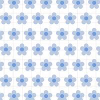 Seamless pattern with flowers and grid lines. Vector illustration