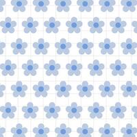 Seamless pattern with flowers and grid lines. Vector illustration