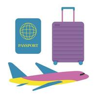 Traveling theme vector art. Cute and simple traveling kit vector icon arts