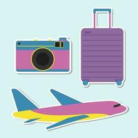 Traveling theme vector art. Cute and simple traveling kit vector icon arts