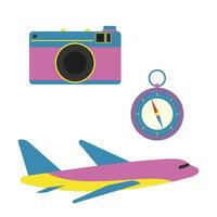 Traveling theme vector art. Cute and simple traveling kit vector icon arts