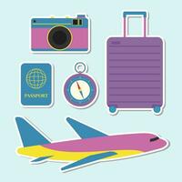 Traveling theme vector art. Cute and simple traveling kit vector icon arts