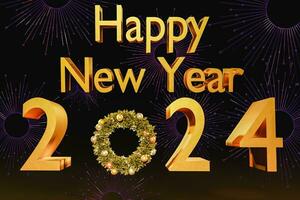 Happy New Year 2023. Realistic 3d render sign. festive realistic decoration photo