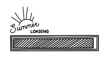 Summer progress loading bar. Infographics design element with status of completion. Hand drawn vector illustration