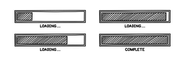 Progress loading bar. Infographics design element with status of completion. Hand drawn vector illustration