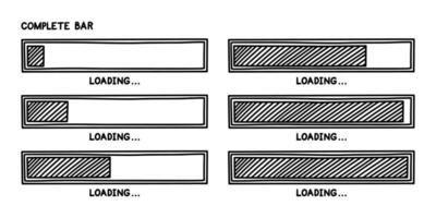 Progress loading bar. Infographics design element with status of completion. Hand drawn vector illustration